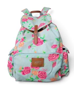 VS PINK Rose Floral Canvas Campus Backpack Archival